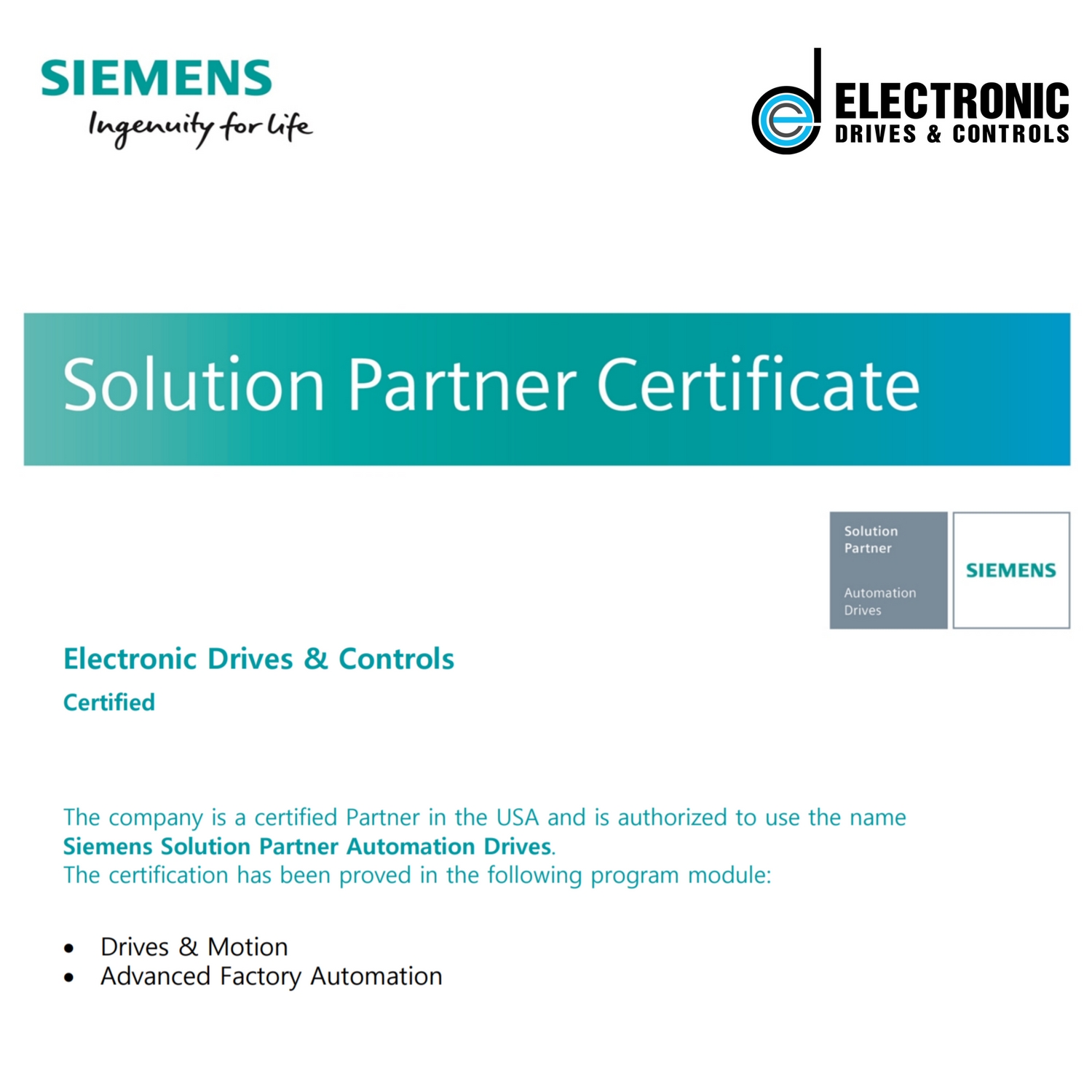 Electronic Drives and Controls Siemens