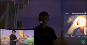 Anthony demonstrating the Surgeon Trainer application