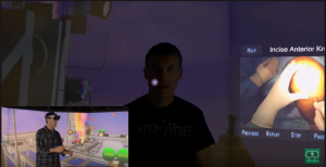 Anthony demonstrating the Surgeon Trainer application