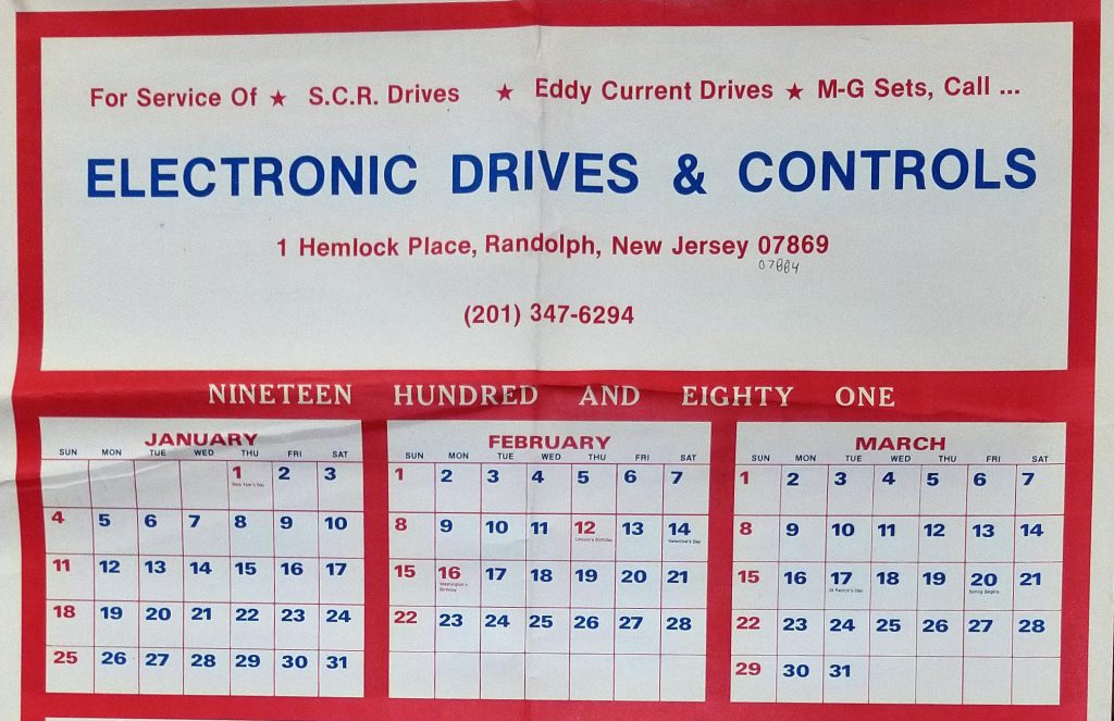 EDC 1st calendar 1981