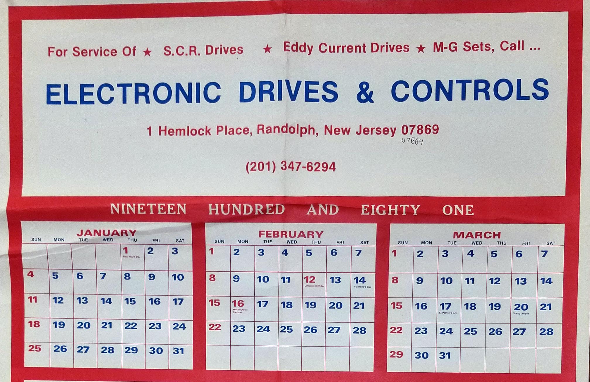 EDC 1st calendar 1981