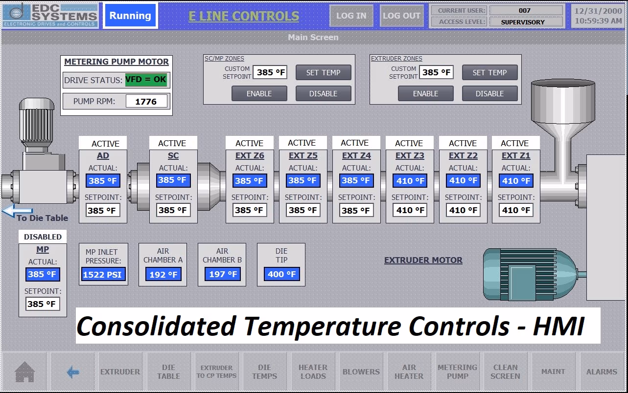 Extruder Screen - Consolidated Temp Controls
