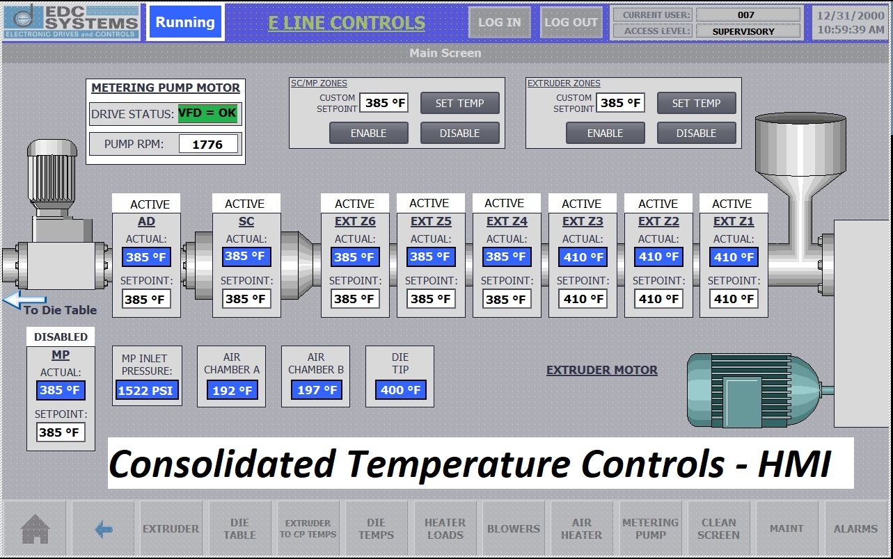 Extruder Screen - Consolidated Temp Controls